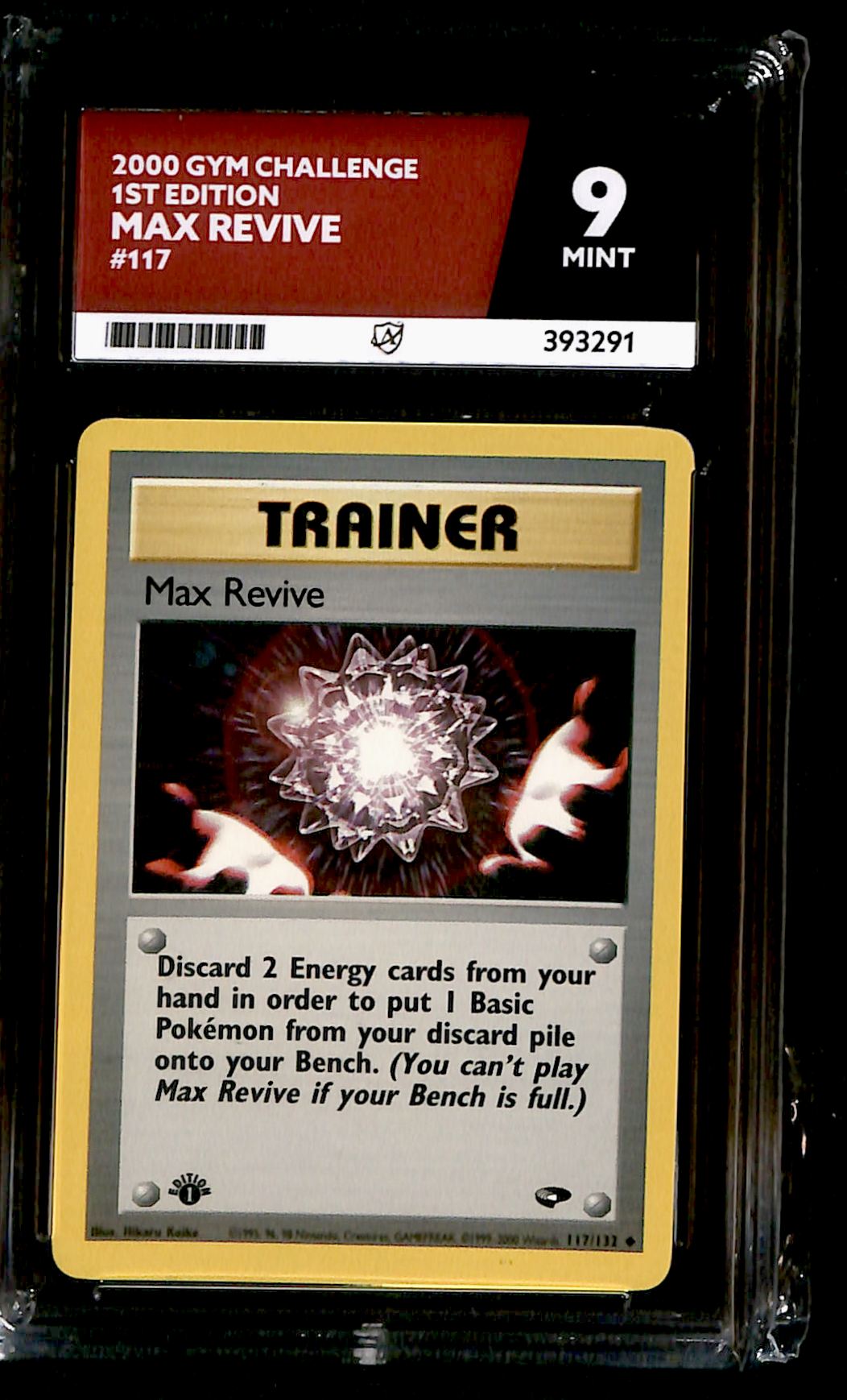 Max Revive 1st Edition Gym Challenge 117/132, ACE 9 Pokemon Card